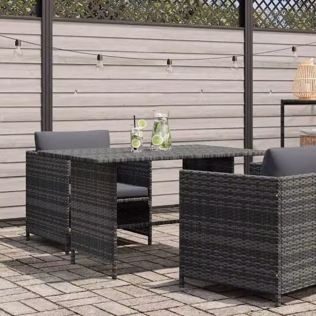 Tavolo da pranzo da giardino rettangolare in polyrattan grigio L: 110 cm, P: 70 cm, H: 65 cm