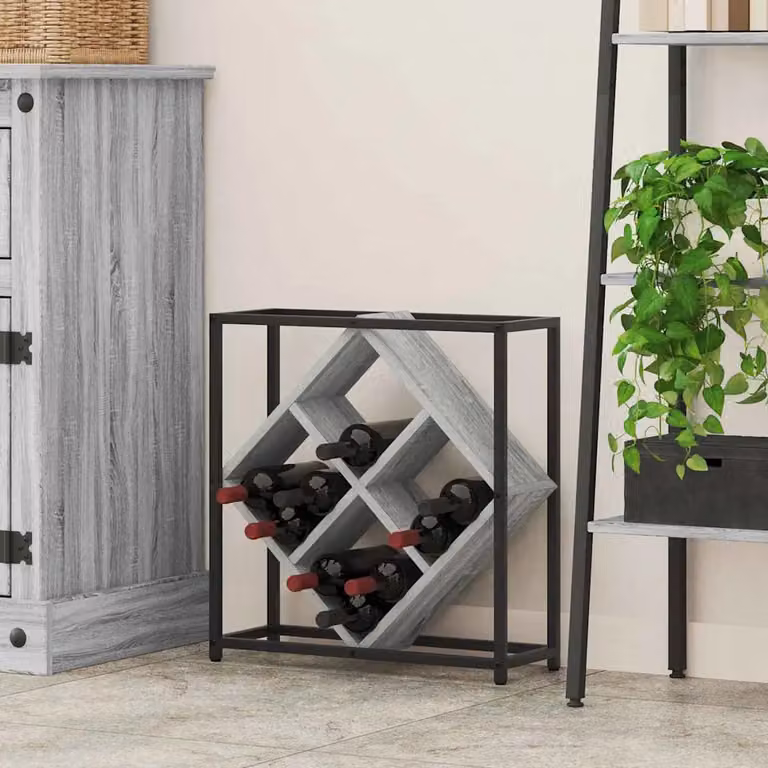 vidaXL Portabottiglie Moderno in Legno MDF Grigio Sonoma per 16 Bottiglie