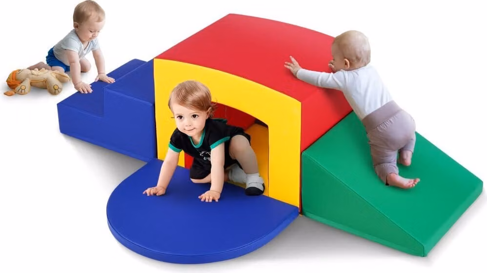 "Arrampicatore a tunnel singolo per bambini - blocchi da arrampicata in schiuma con scale e rampa - confezione da 5"