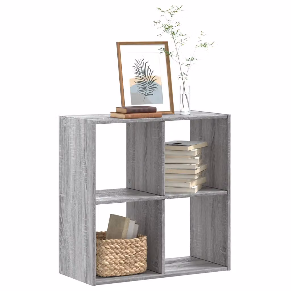 Libreria moderna vidaXL in legno MDF grigio da appendere a parete L: 68,5 cm, P: 32 cm, H: 68,5 cm