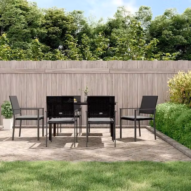 Set Pranzo da Giardino 7 pz con Cuscini in Polyrattan e Acciaio 3187022