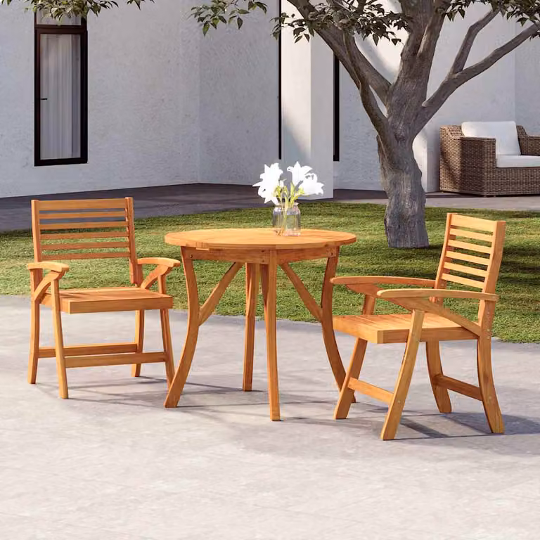Set da pranzo per giardino vidaXL in legno di acacia marrone, composto da 3 pezzi
