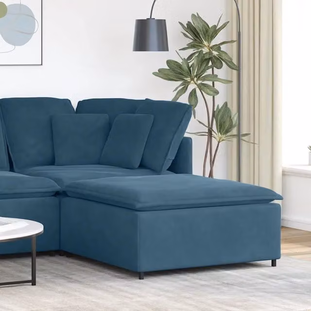 Poggiapiedi Modulare vidaXL in Velluto Blu L: 100 cm, P: 100 cm, H: 48 cm