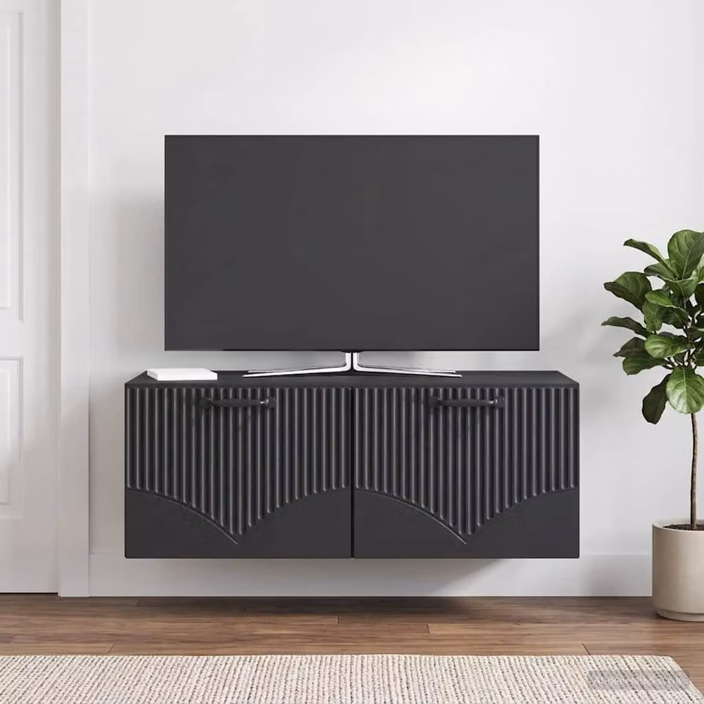 vidaXL Mobile Porta TV da Muro Moderno Nero in MDF L: 78,5 cm, P: 41 cm, H: 30 cm