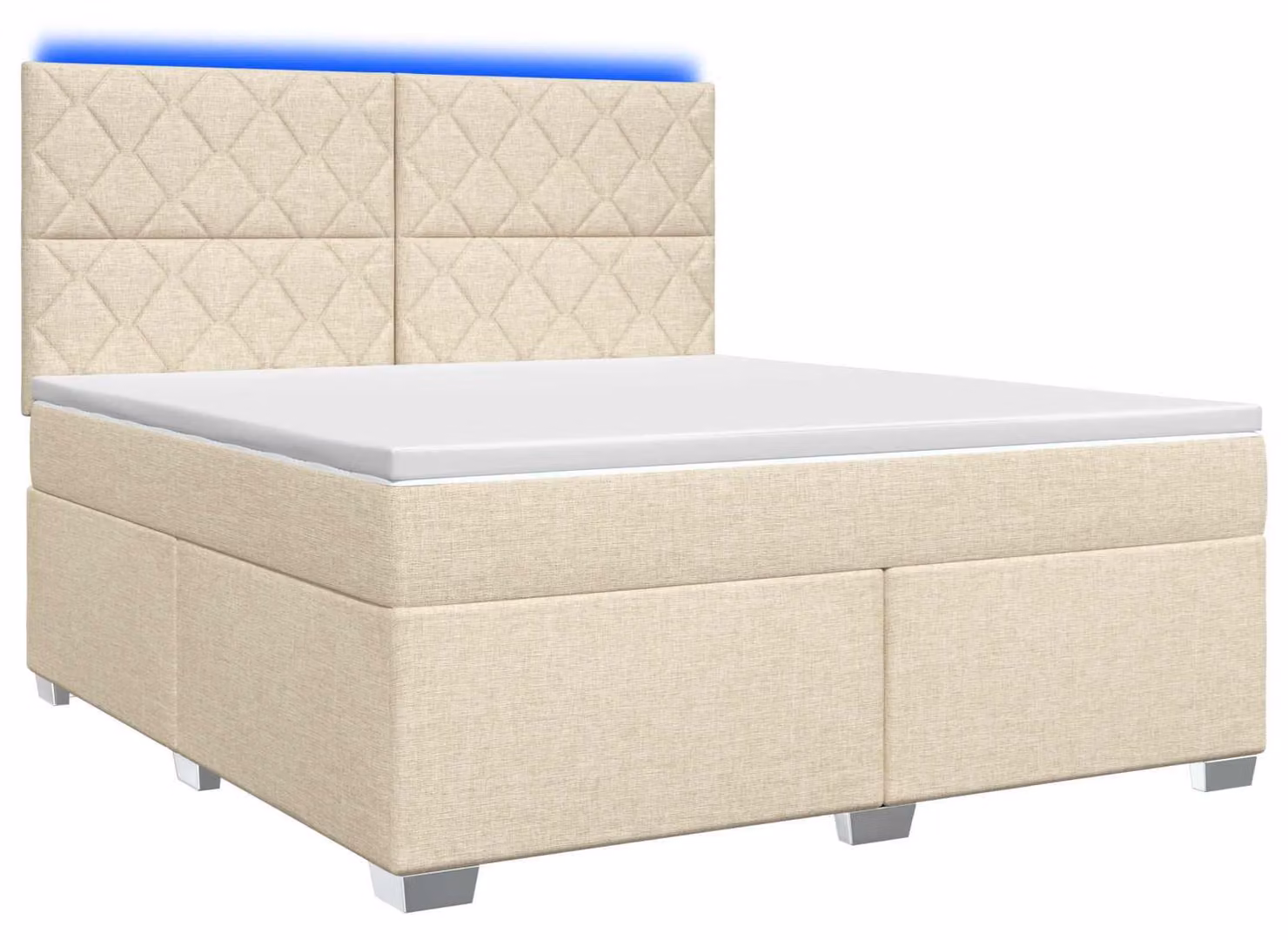 Letto a molle con materasso crema 180 x 200 cm in tessuto