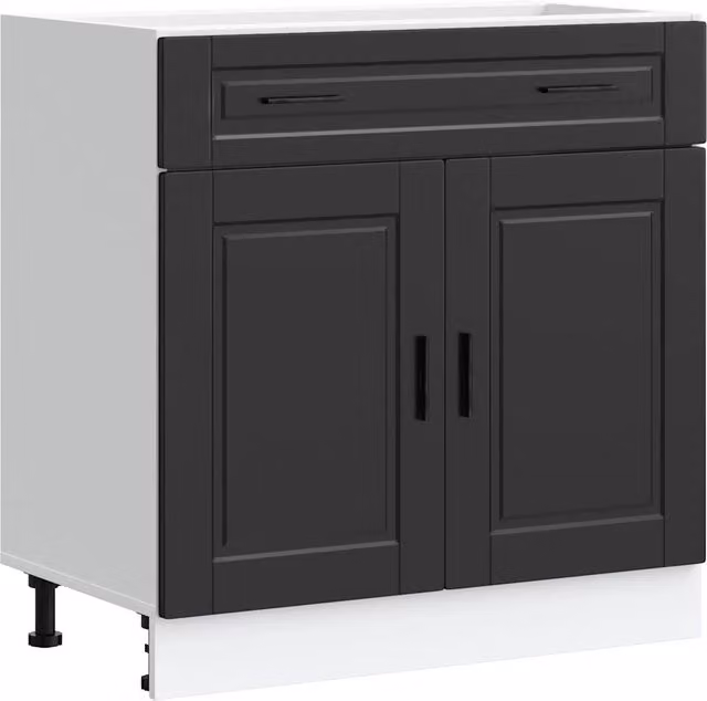 Base da cucina moderna in legno e MDF nero opaco con ante a battente L/P/H: 81.5 x 46.0 x 80.0 cm