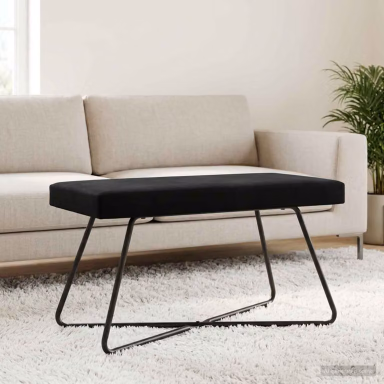 Panchina moderna vidaXL in velluto nero L: 80 cm, P: 40 cm, H: 45 cm