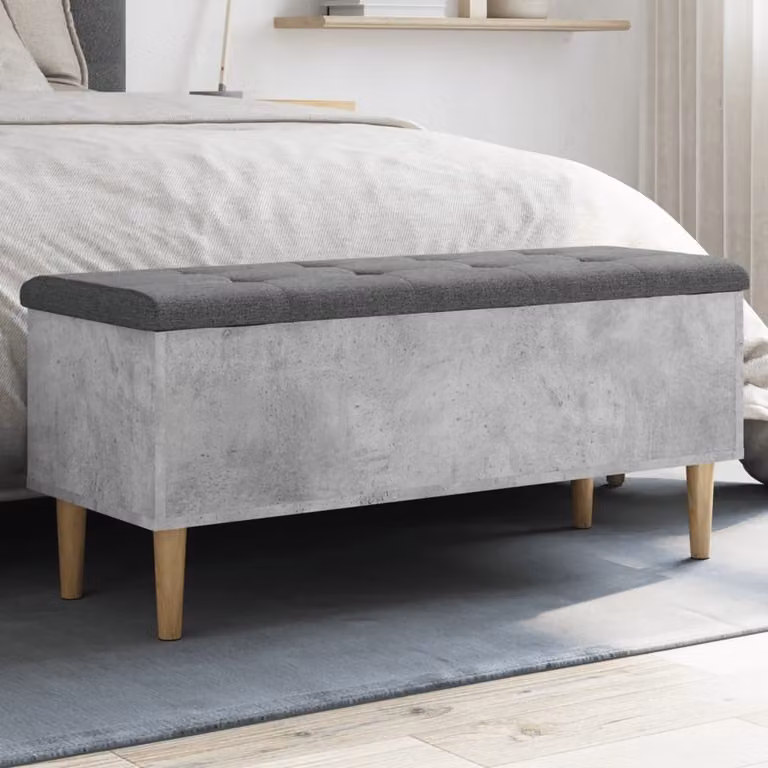 Panca porta scarpe vidaXL moderna in legno e tessuto grigio L: 102 cm, P: 42 cm, H: 46 cm