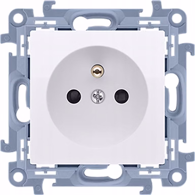 Presa singola per telaio con pin di messa a terra bianco CGZ1C.01/49 CONTATTO SIMON
