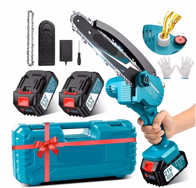 Mini motosega - Sega a mano - Sega da potatura - Motosega - 6 pollici - Portatile - Senza fili - 800W