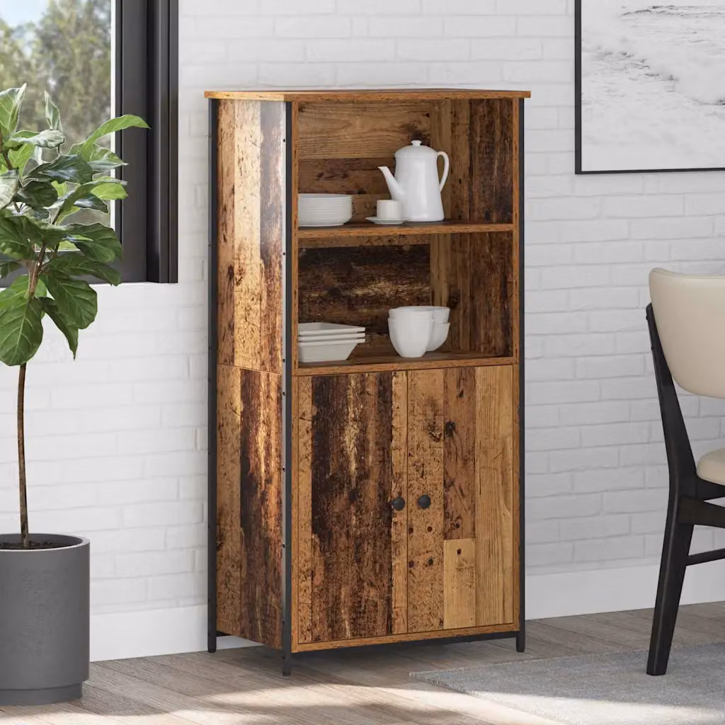 Credenza moderna vidaXL in legno e metallo marrone con ante a battente L/P/H: 62 x 36 x 121,5 cm