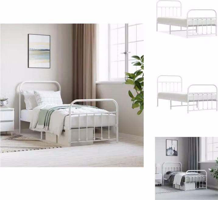 vidaXL Struttura letto con testiera e pediera in metallo bianco 90x200 cm - Letti e strutture letto
