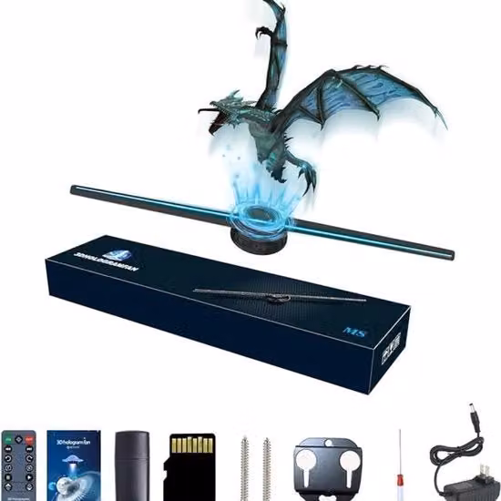 Proiettore di Hologramma 3D - 32cm - Ventilatore a Hologramma 3D - Illuminazione a LED - Ventilatore a Hologramma 3D