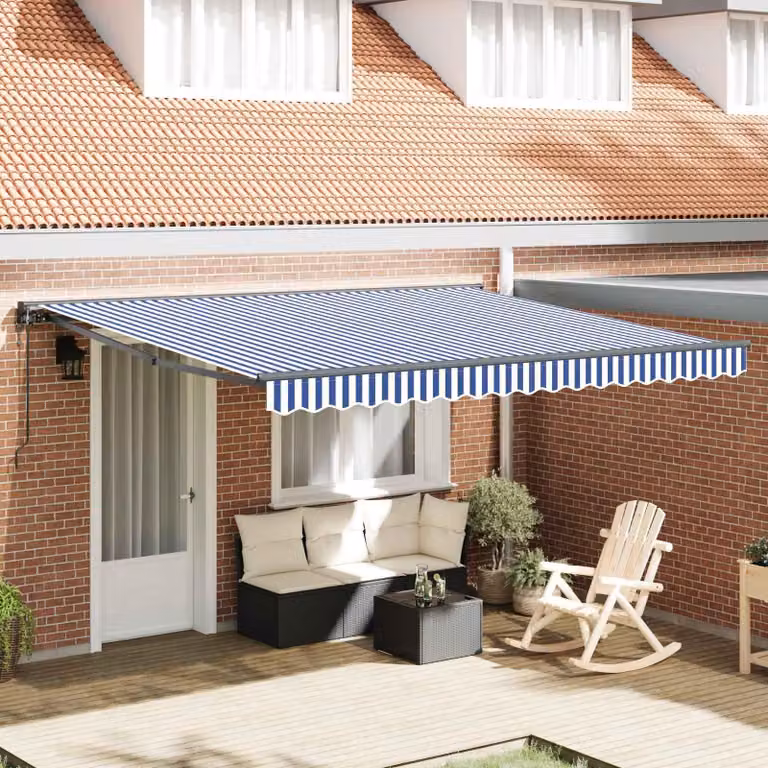 Maison Exclusive - Telaio per tenda da sole blu e bianco 400 x 300 cm