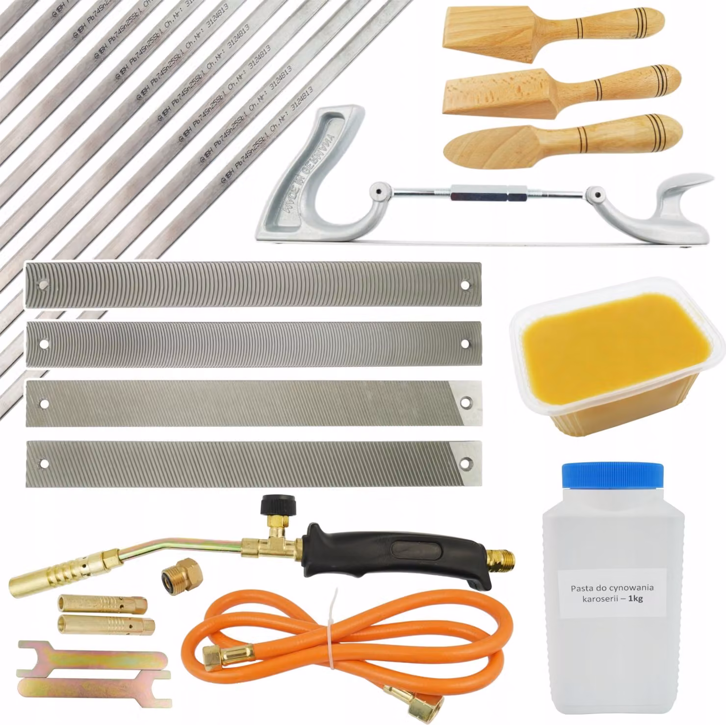 Set per STAGNATURA Stagno 10s Pasta 1 kg Cera Spatole Hebel Lime BRUCIATORE