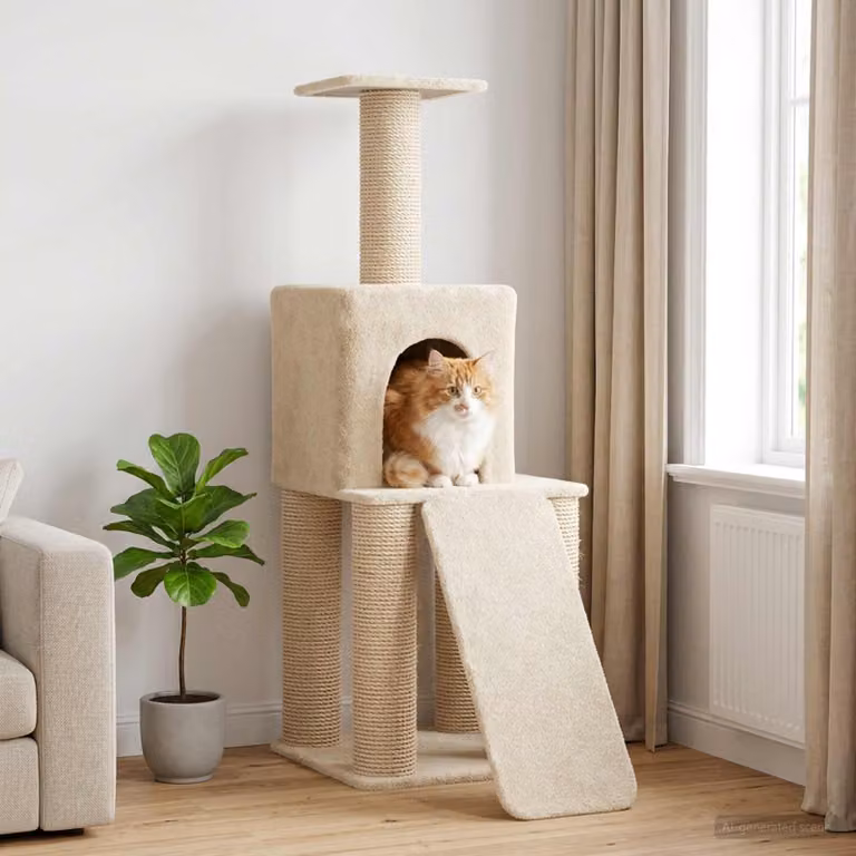 vidaXL Albero per gatti con pali in sisal Beige Altezza: 146 cm
