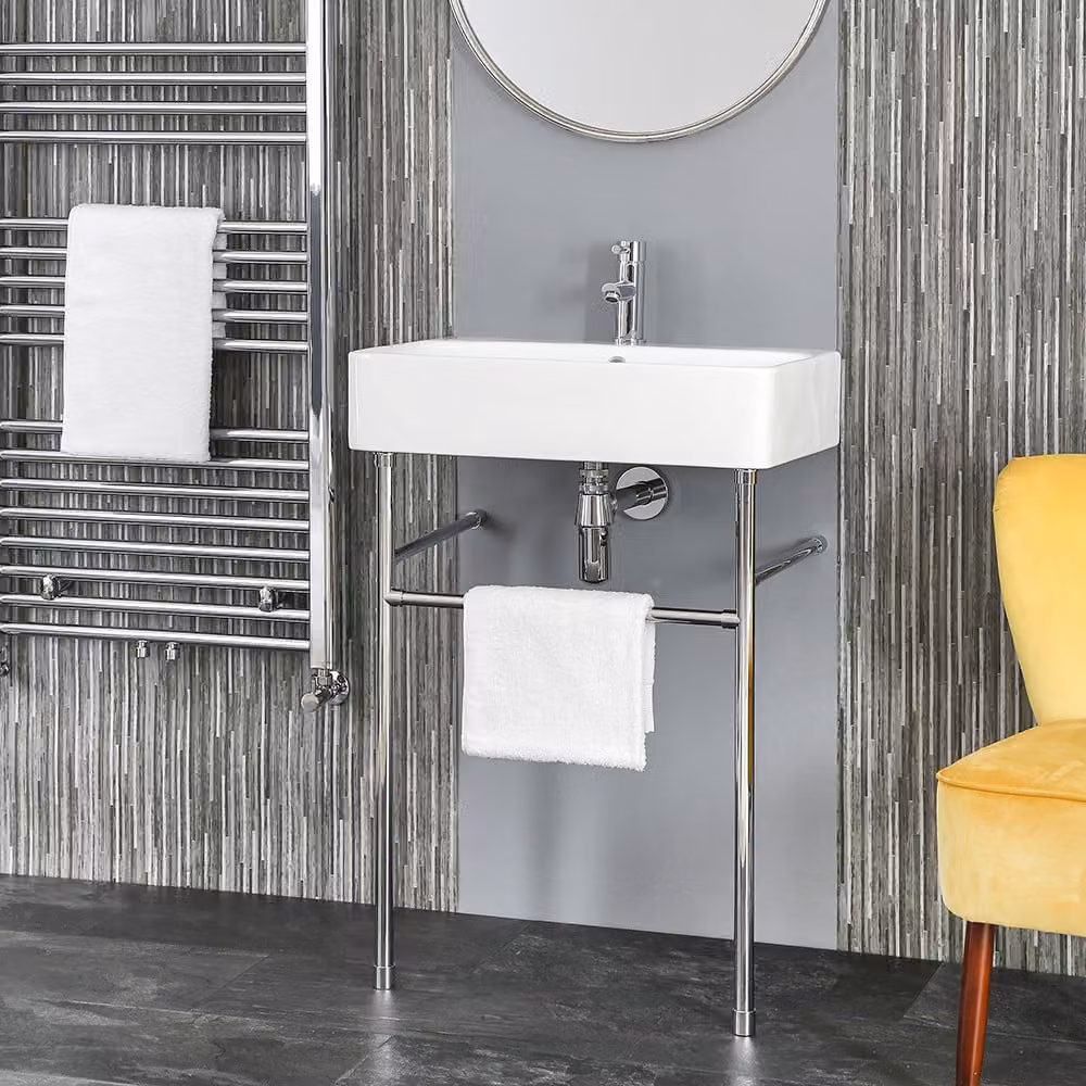 Lavabo con Consolle Cromata 600x420mm - Design elegante e pratico - Exton