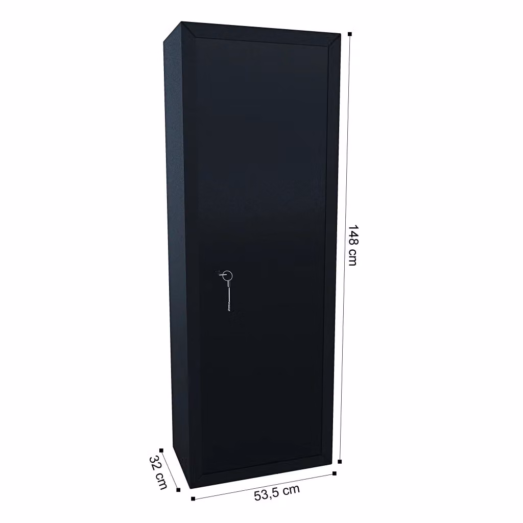 Armadio Portafucili Blindato in Acciaio ARREDITALY con Cassetto Tesoretto e Serratura a Doppia Mappa, 10 Posti, Grigio Scuro, H: 148 cm, L: 53,5 cm, P: 32 cm – 2