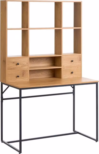Scrivania da ufficio BELIANI in stile scandinavo con ripiani aperti, marrone e nero, L: 105 cm, P: 60 cm, H: 76 cm – 1