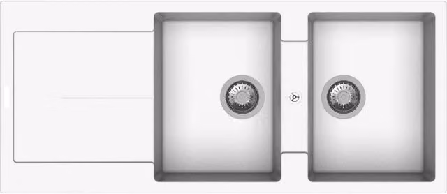 Lavello cucina 2 vasche e gocciolatoio bianco 116x50 Enigma D200