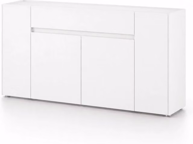 Madia Moderna In Melaminico Con 4 Ante E 1 Cassetto Mobile Contenitore Design Senza Maniglie Per Soggiorno E Sala Da Pranzo 170 X 85 X 40 Cm Bianco