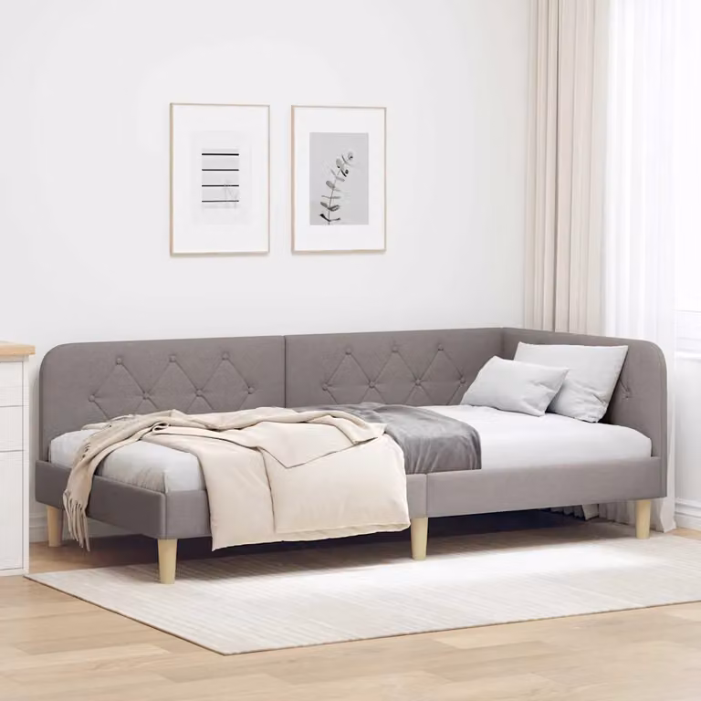 Cornice del letto ad angolo Talpa vidaXL in tessuto beige o grigio, L/P: 100 x 200 cm