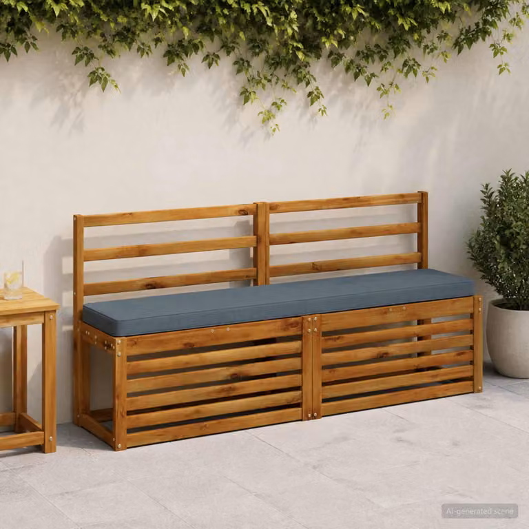 Set di 2 cuscini per panchina vidaXL VUGHT in poliestere blu con rivestimento rimovibile e resistente ai raggi UV