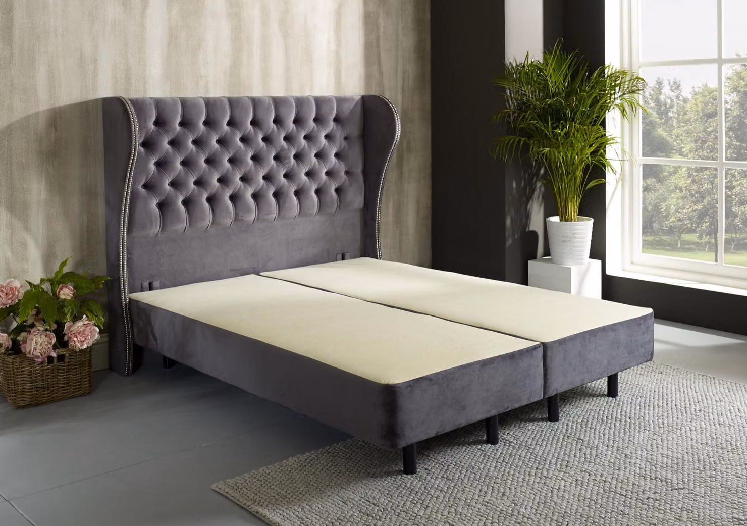 Designer Bett Schlafzimmer Betten Leder Hotel Luxus Polster Samt