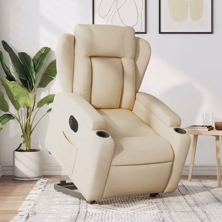 vidaXL Poltrona Alzapersona Reclinabile Elettrica in Tessuto Beige