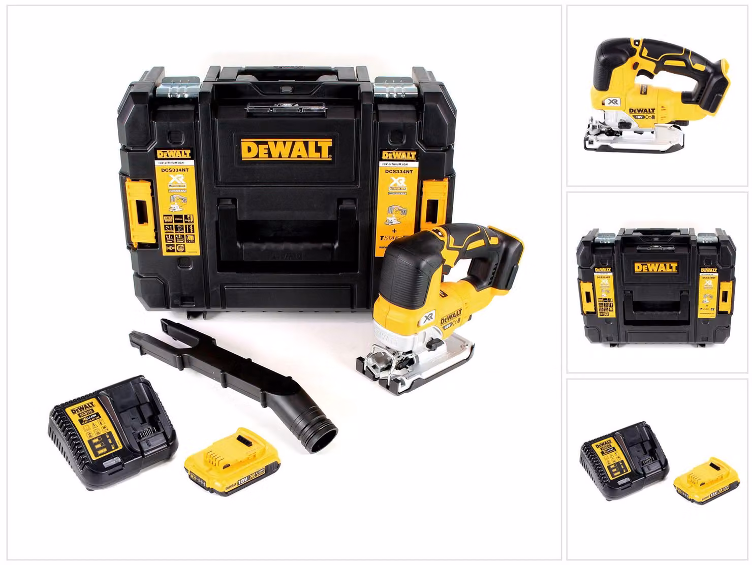DeWalt DCS 334 D1 Seghetto alternativo a batteria 18V in valigetta T-STAK + 1x Batteria 2,0Ah + Caricabatterie