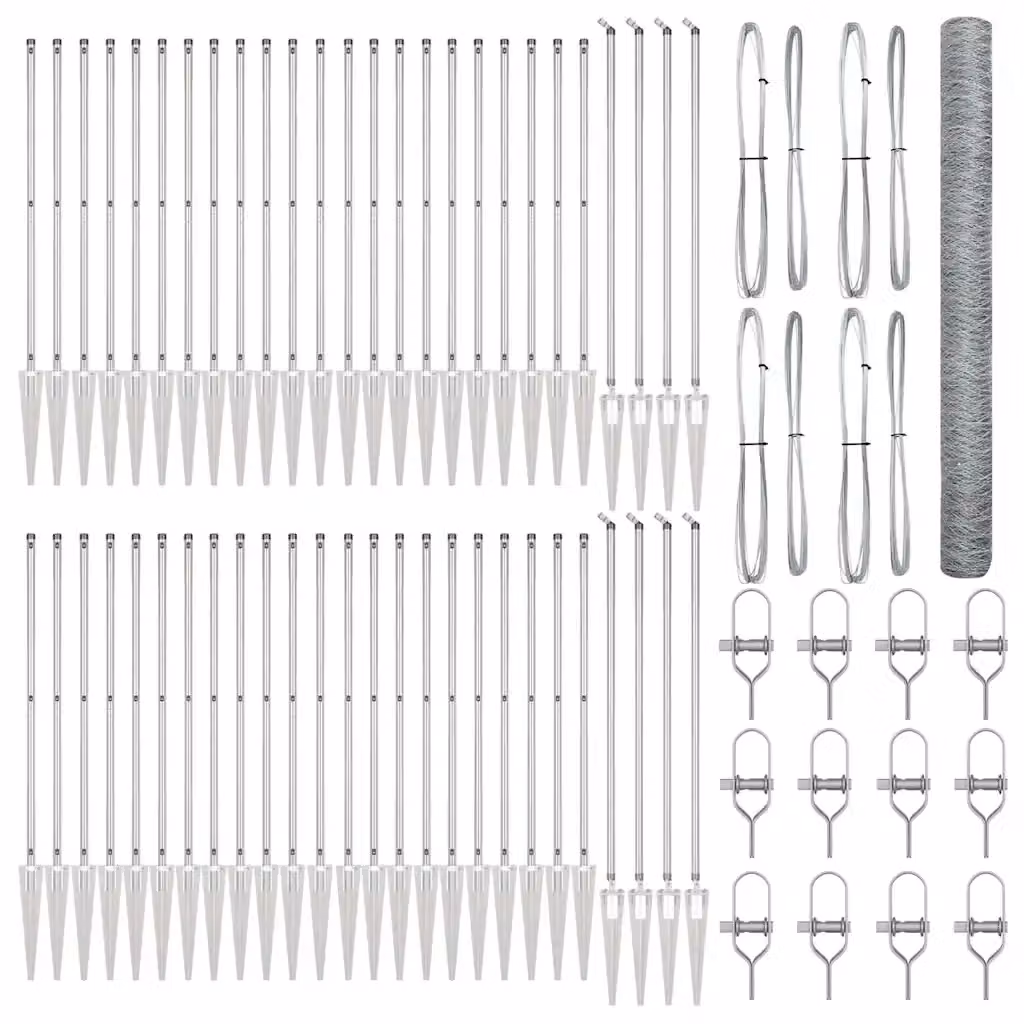 Recinzione esagonale in acciaio zincato con palo vidaXL, Argento, L: 100 cm, H: 1,5 m – 2
