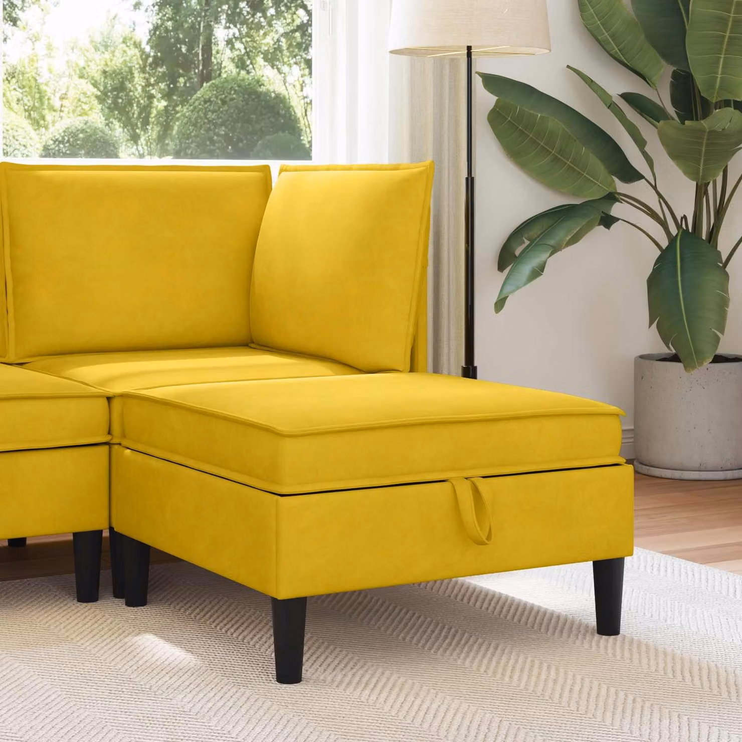 Pouf con contenitore vidaXL in velluto giallo e nero, design moderno con rivestimento rimovibile