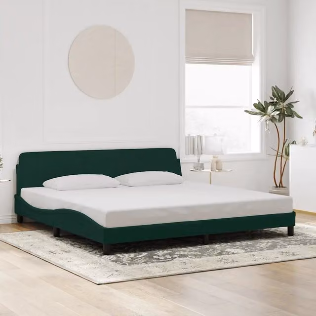 Giroletto-Struttura Letto Dover Verde Scuro 200x200 cm in Velluto