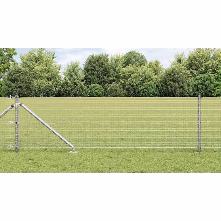 vidaXL Recinzione in rete saldata con punte in acciaio zincato argento L: 6,0 m, H: 0,6 m