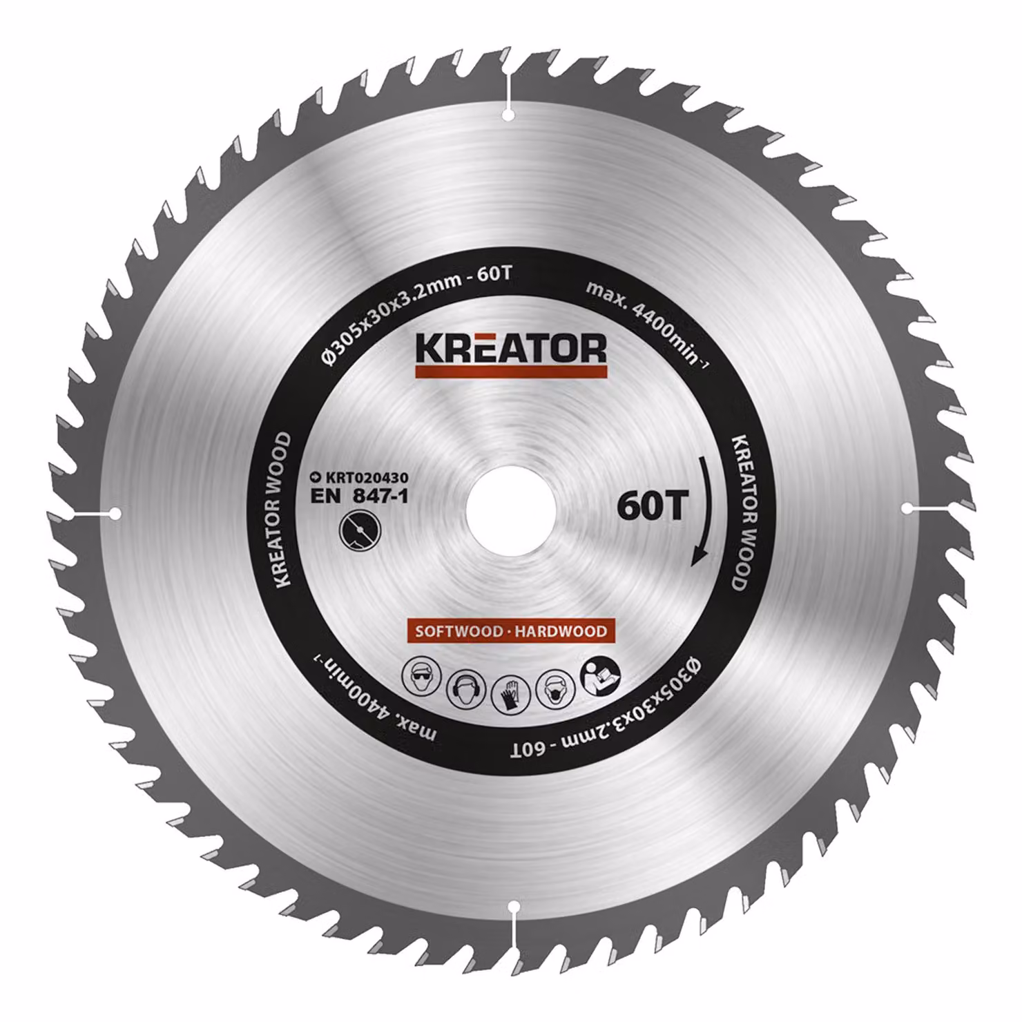Lama circolare Ø 305 x 30 x 3,2 mm 60 denti Lama per legno + 3 anelli di riduzione