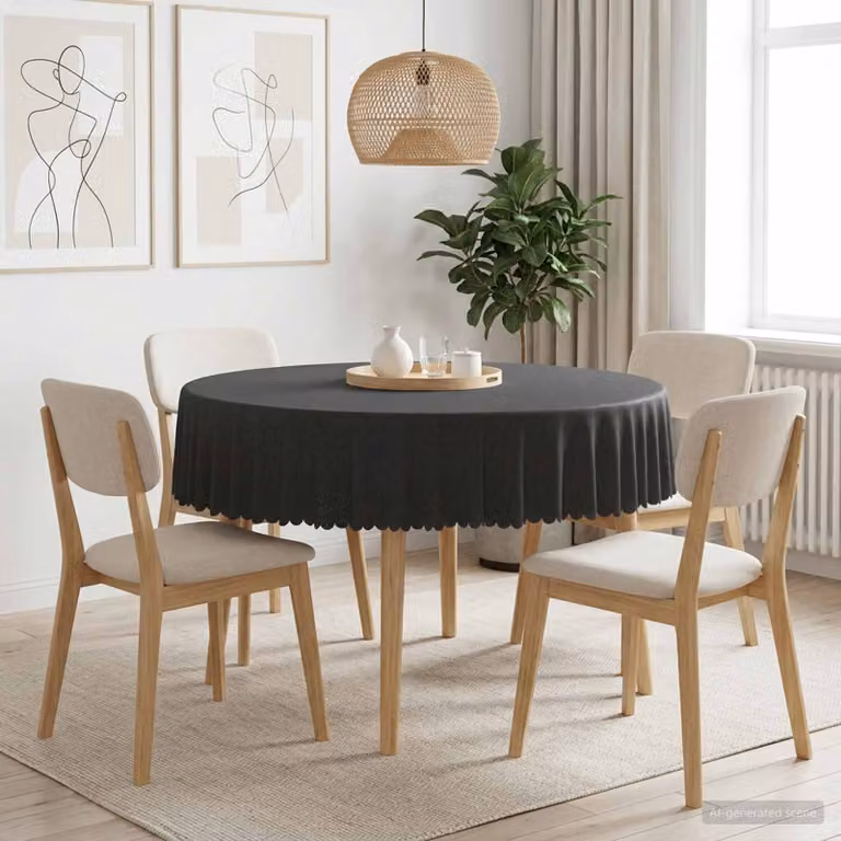 vidaXL Tovaglia Rotonda in Jacquard Grigio Antracite, Idrorepellente e Lavabile in Lavatrice, Ø 160 cm