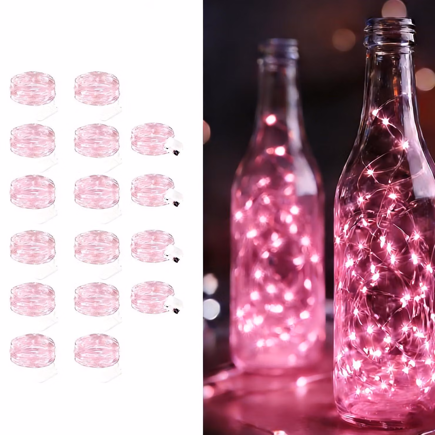 Catena luminosa a LED, 1 metro, rosa, 16 luci, impermeabile, ideale per progetti fai-da-te e feste