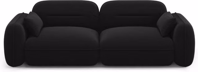Divano modulare Sydney Cosmopolitan Design a 3 posti in velluto nero L: 230 cm, P: 70 cm, H: 76 cm – 1