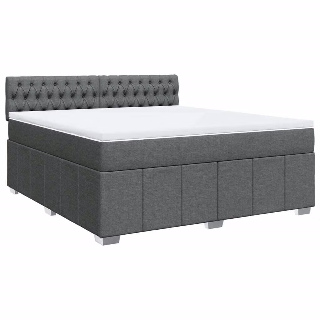 Giroletto a Molle con Materasso Grigio Scuro 180x200 cm Tessuto