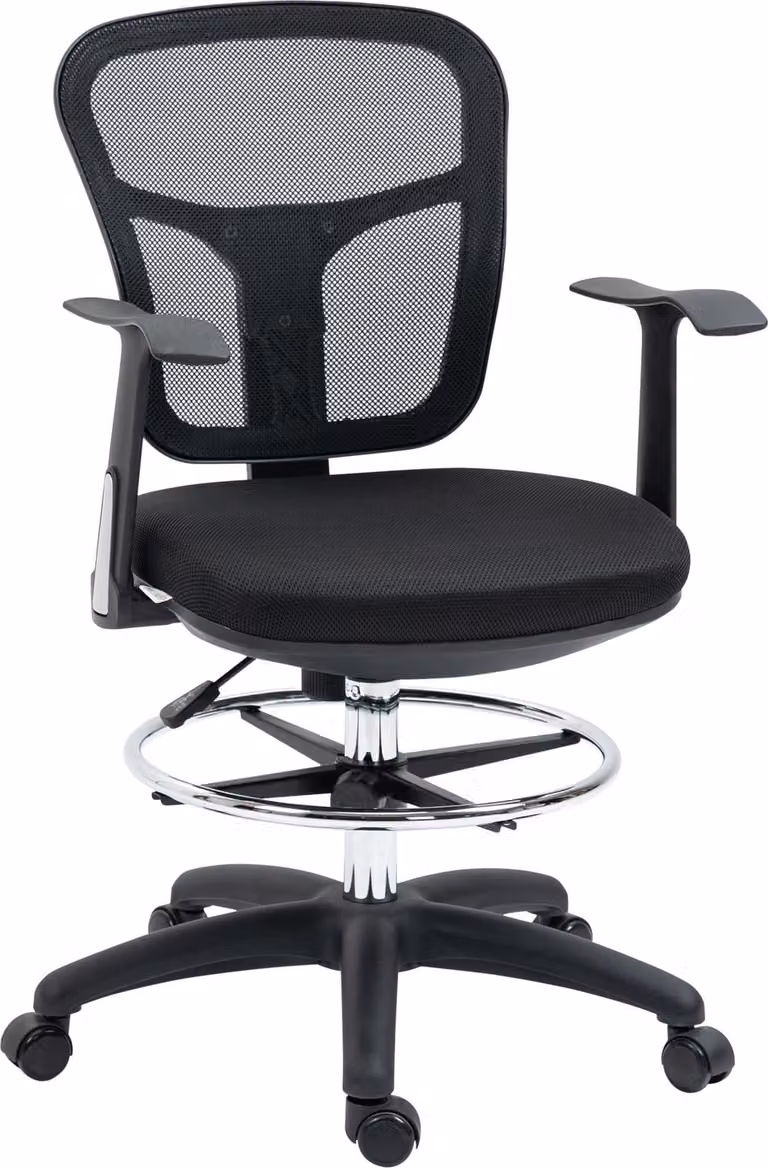 Sedia da ufficio Fortuna Lai Sedia ergonomica per computer 95-115 cm con braccioli e poggiapiedi in rete nera per ufficio e home office