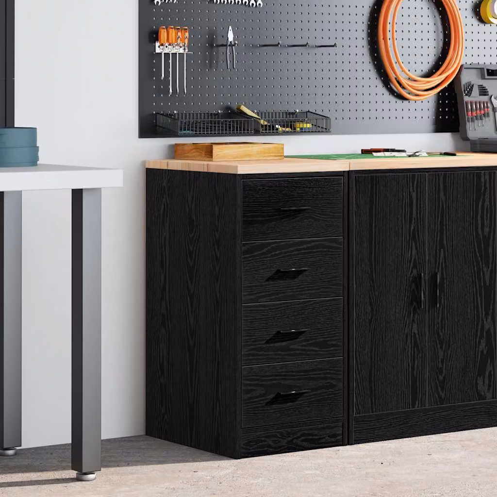 Armadietto da garage vidaXL in legno di pino nero con ante e cassetti L: 40 cm, P: 51 cm, H: 85 cm