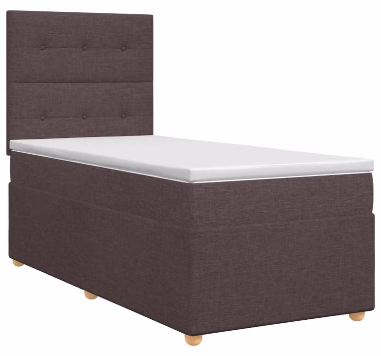 Letto a molle con materasso marrone scuro 80 x 200 cm in tessuto