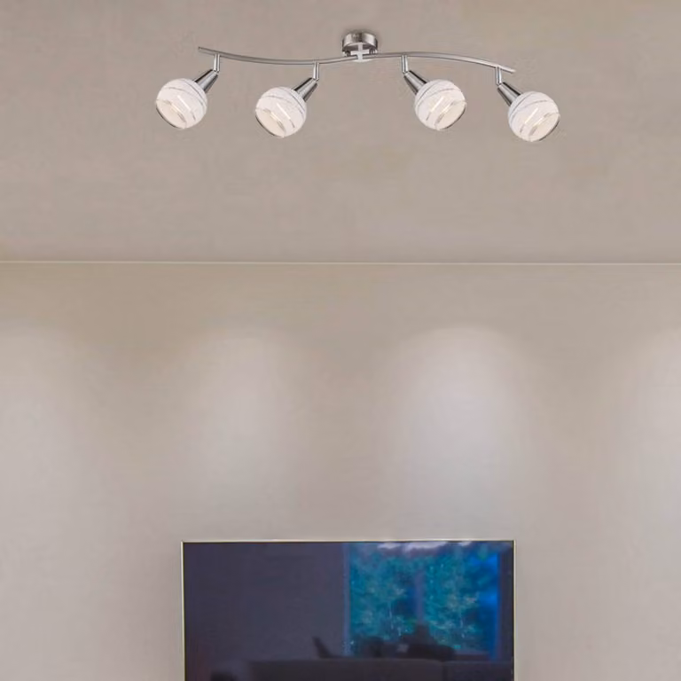 Globo Faretto da soffitto Elliott, nichel opaco, lunghezza 70 cm, metallo Eliott, Alluminio / Grigio / Zincato, Soggiorno / Sala da pranzo, Metallo, Moderno, Faretto
