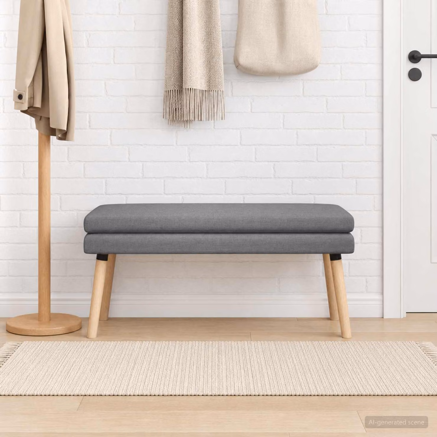 Panchina a doppio strato vidaXL in legno e tessuto Grigio Scuro L: 110 cm, P: 40 cm, H: 47 cm