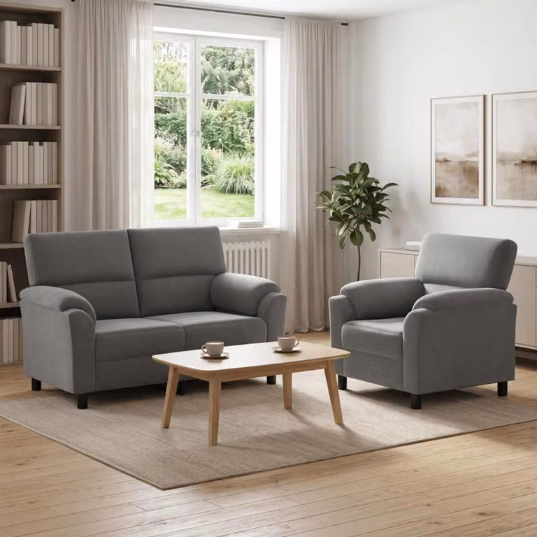 Set di 2 divani moderni vidaXL in velluto grigio scuro con struttura in metallo per il tuo soggiorno