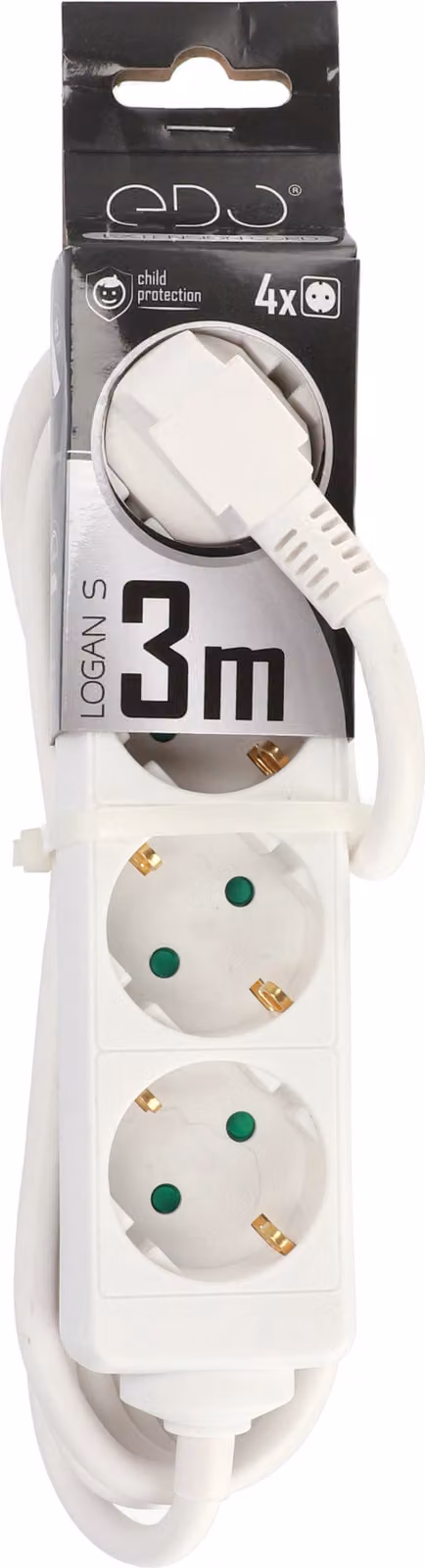 Cavo di prolunga LOGAN S Bianco a 4 vie Schuko 3m EDO777569