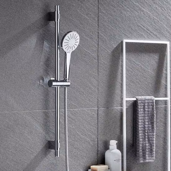 Set doccia in acciaio inossidabile, lunghezza 70 cm, con soffione e rubinetto, 3 tipi di getto, fori regolabili, supporto a parete, cromato.