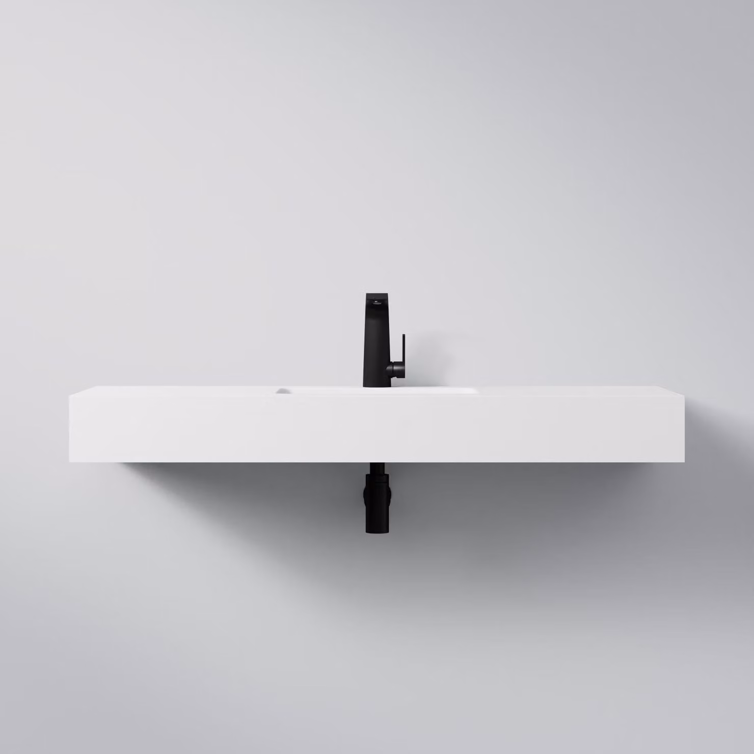 Steinberg Série 444 lavabo mural, 1 trou pour robinet, sans trop-plein, SOLIDSurface, 1200x400x130mm, blanc mat, 4447040W, 4447040W