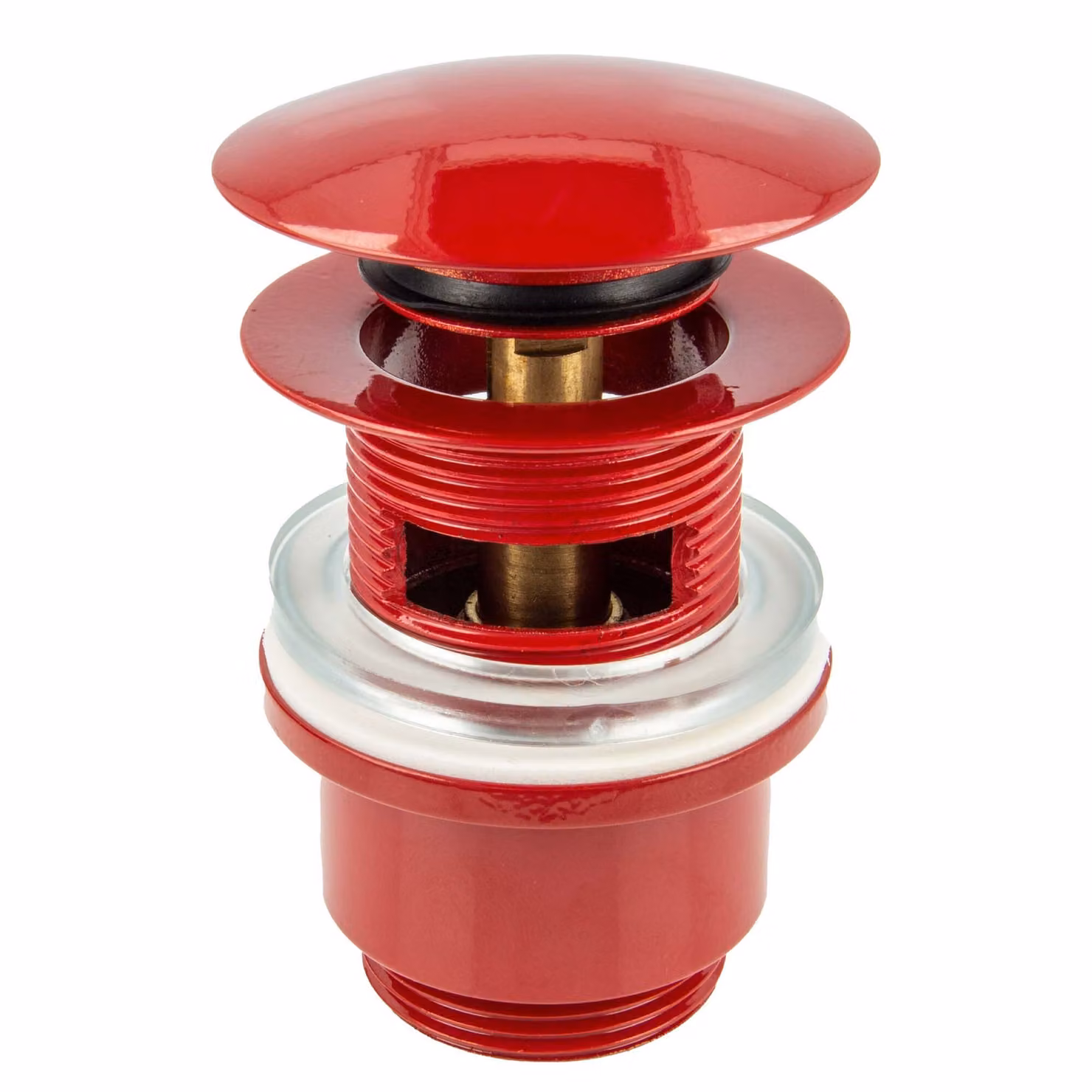 set di scarico pop-up tecuro rosso RAL 3003, 1 1/4 di pollice - per lavabi con troppopieno