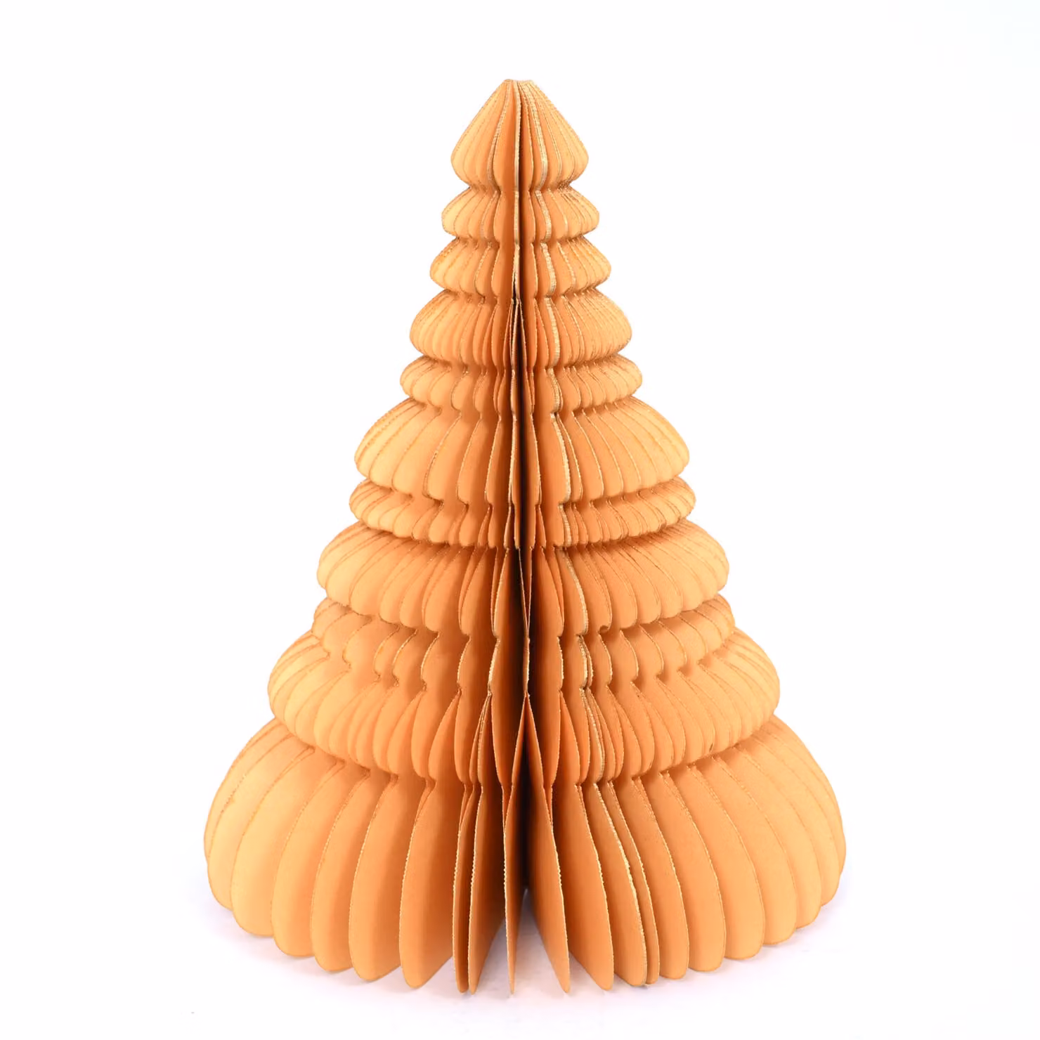Albero di Natale in carta alveolare, color arancione, 25 cm. Prodotto con materiali naturali
